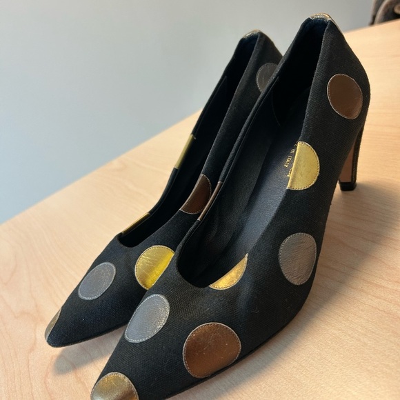 Paloma vintage polka dot pumps 9.5AA amazing condition! Fabric leather dots - Picture 2 of 12